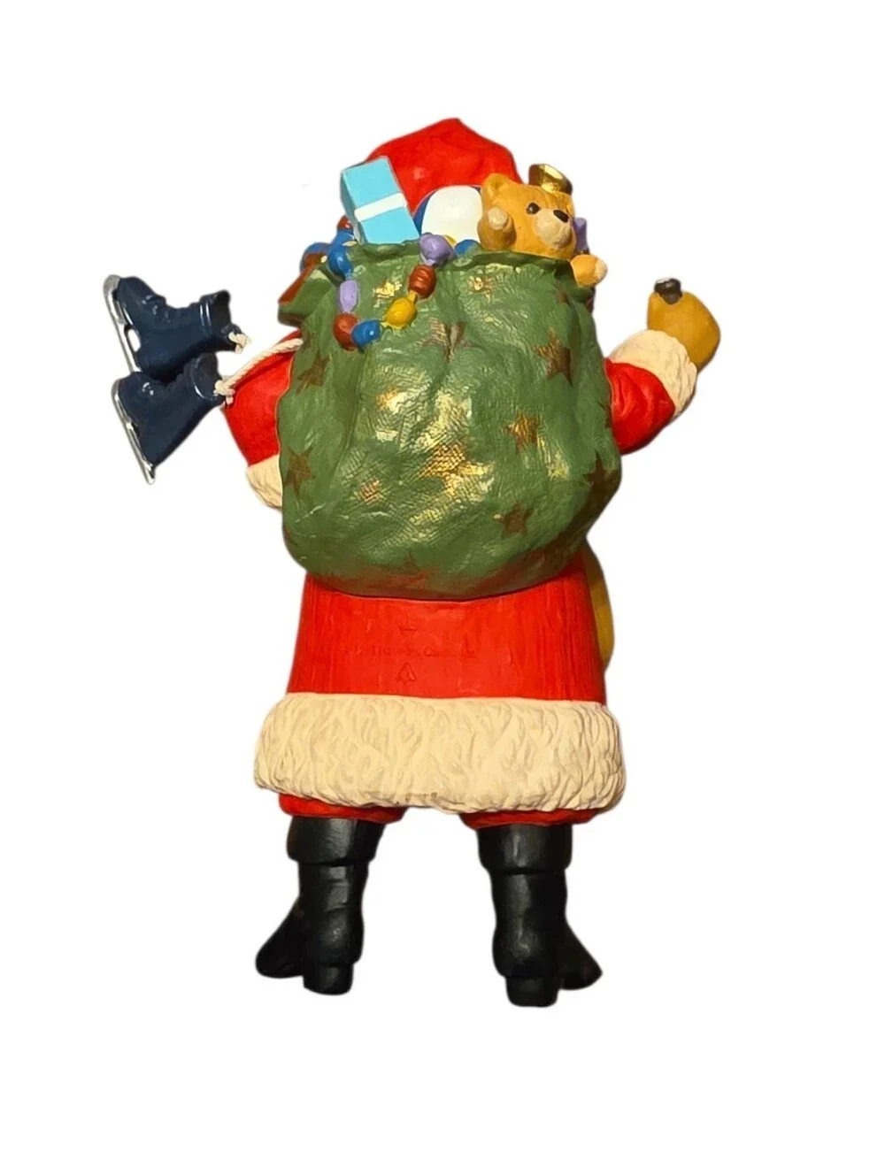 Vintage Santa Claus Christmas Tree Ornament Waving with Toy Sack Holiday Decor